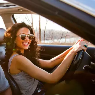 young woman driving